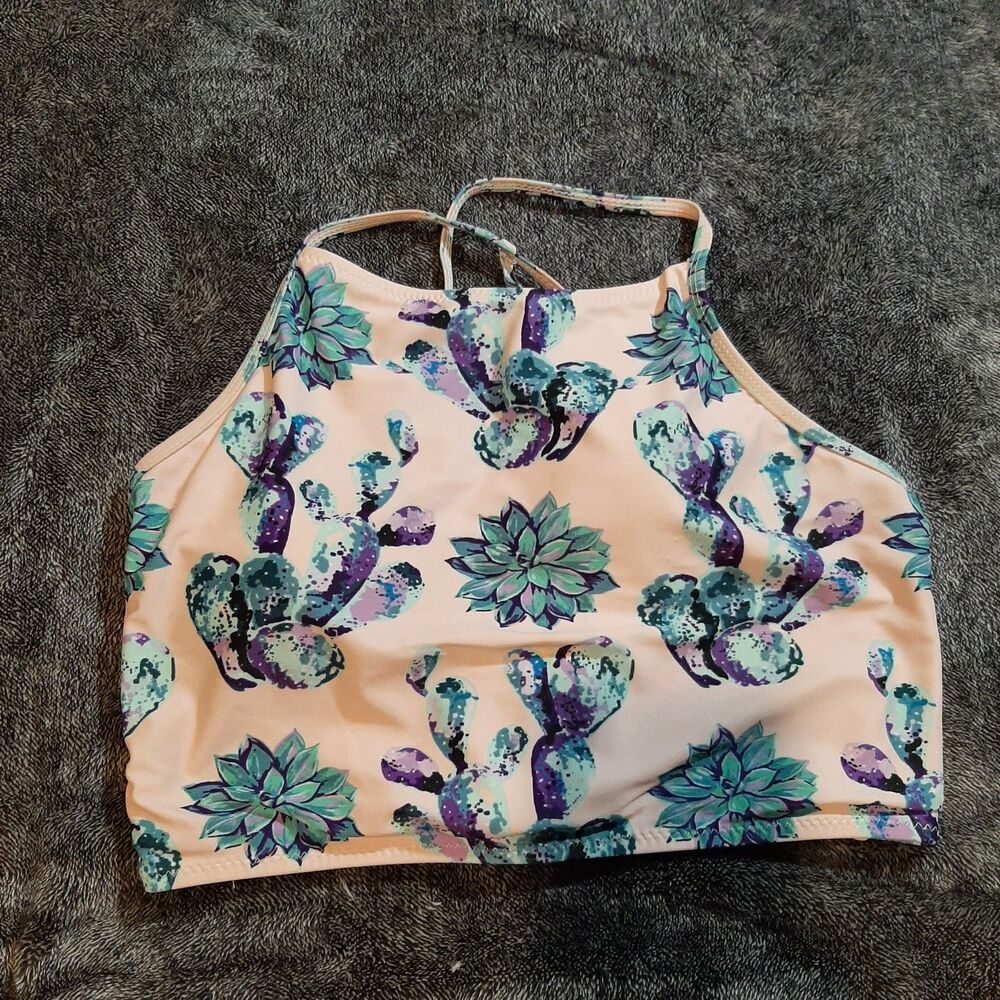 Cupshe Succulent And Cactus Crop Top Bikini Top Beach Coastal Womens L